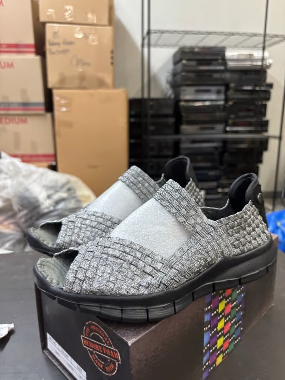 Men's Grey Woven Slip-On Comfort Shoes